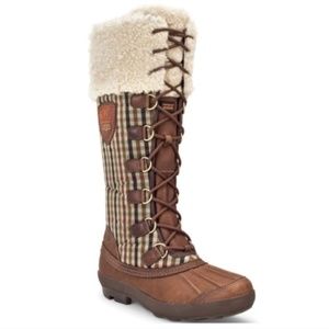 Ugg Edmonton Tall Plaid Lace-Up Winter Boots Leather Shearling Size 7